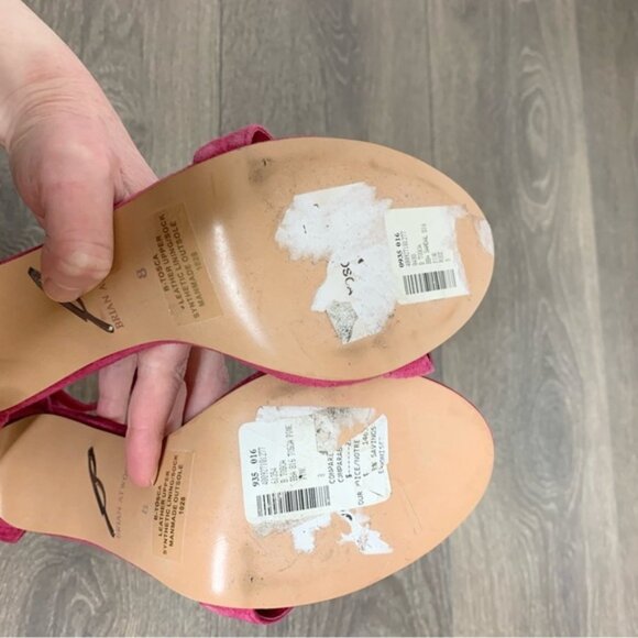 Brian Atwood Tosca High Heels Open toe Tassel Ankle Strap Stiletto Pumps Pink - Picture 10 of 13